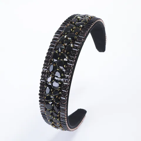 Barock Breiter Strass Haarreif Elegant Bunter Künstlicher Kristall Haarreifen Schwere Handwerkskunst Bankett Kopfschmuck