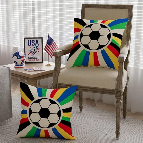 Vintage Retro Football Soccer Printed Pillow Cover Polyester Decorative Cushion Case For Living Room Sofa Home Decor