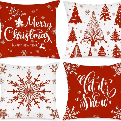 Funda de Cojín Navideña Copo de Nieve Árbol Lino Funda de Almohada Decorativa para Sofá Silla Decoración del Hogar