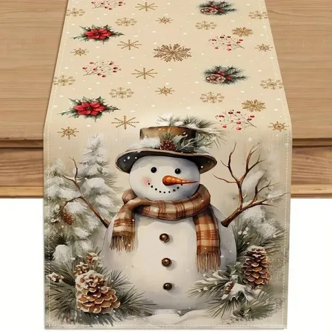Runner da Tavola di Natalizio Decorazione per Tavolo da Pranzo Festivo Tovaglia in Lino Stampato Digitale per Festa Decorazione Cucina Casa