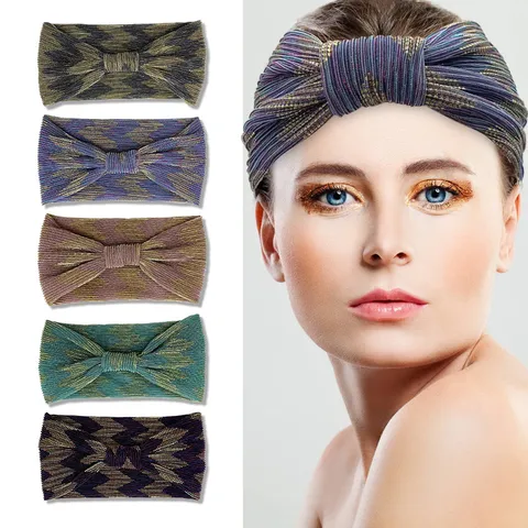 Fasce per Capelli Larghe Elastiche a Righe in Pizzo per Donna Fascia per Capelli Vintage con Fiocco Accessori Sport Yoga