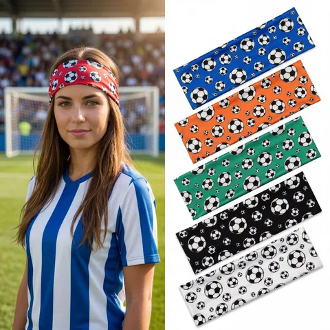 Fascia Sportiva da Calcio Alta Elasticità Assorbe il Sudore Fascia per Capelli per Uomo Donna Tifosi di Calcio Copricapo Stampato Fascia Sudore