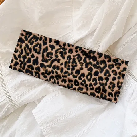 Fascia Sportiva Leopardata Retrò Coreana Fascia Elastica Larga per Capelli da Donna per Lavaggio Viso Yoga Accessori per Capelli Moda