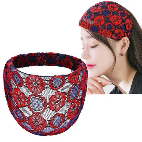 Fascia per Capelli Larga in Pizzo Sottile Stile Coreano Con Girasole Traforato Turbante Traspirante Elastico per Capelli da Donna Decorazione Quotidiana