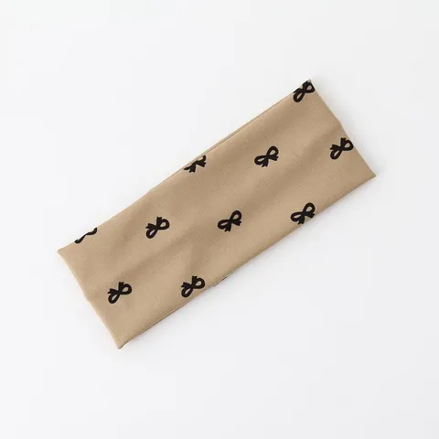 Fascia Sportiva in Poliestere Stampato Fiocco Stile Coreano Donna Ampia Assorbente Sudore Turban Fascia Capelli Copricapo