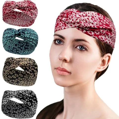 Fascia Sportiva Minimalista In Tessuto Elastico A Bordo Largo Con Nodo Incrociato E Stampa Floreale Per Donna Yoga Corsa