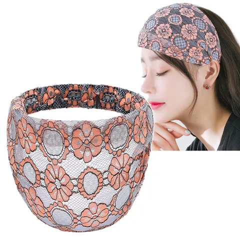 Fascia per Capelli Larga in Pizzo Sottile Stile Coreano Con Girasole Traforato Turbante Traspirante Elastico per Capelli da Donna Decorazione Quotidiana