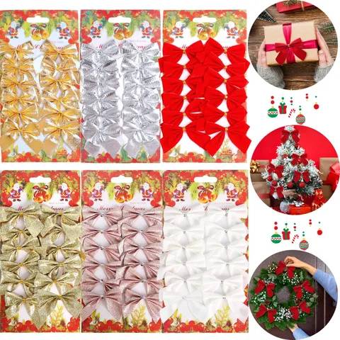 Samt Glitzer Weihnachtsbaum Dekoration Schleifen Für Kranz Party Geschenk DIY Handwerk Ornamente Festliche Hänger