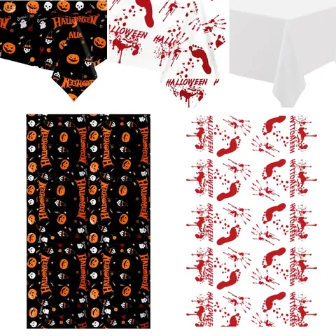 Halloween Einweg PE Tischdecke Mit Kürbis Blut Handabdruck Drucken Wasserdicht Geisterfest Party Tischdekoration Zubehör