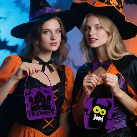 Halloween Filz Süßigkeiten Geschenk Tasche Cartoon Geist Kürbis Fledermaus Skelett Handtasche Für Kinder Dekoration Taschen