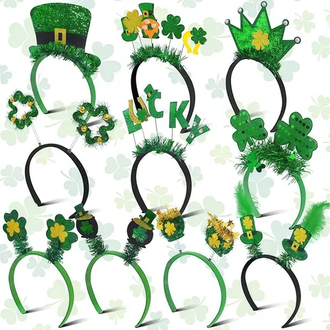 St Patrick Day Stirnband Grün Klee Zylinder Irisches Festival Pailletten Haarreif Für Kostüm Party Feier Dekoration Zubehör