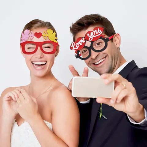 Valentinstag Herzform Brillenrahmen Glitzer Cupido Liebe Herzmuster Partybrille Für Hochzeit Deko Fotorequisiten