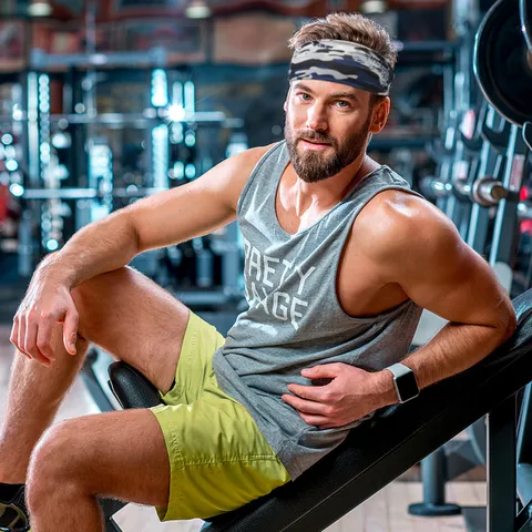 Fascia Sportiva da Uomo Camouflage Strisce di Tigre Stampa Assorbente Sudore Elastica per Corsa Palestra Fitness Copricapo Elastico
