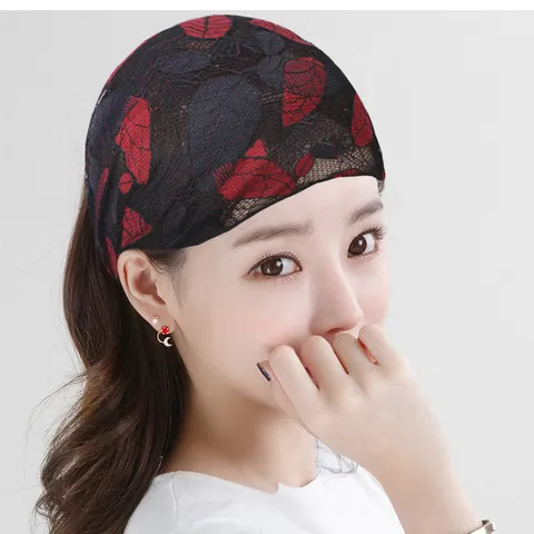 Fascia per Capelli Larga in Pizzo Stile Coreano per Donna Elastico Stampa Floreale a Foglia Turbante alla Moda per Accessori Capelli Donna