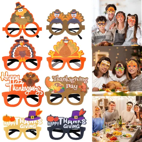 Thanksgiving Party Glasses Turkey Pumpkin Fall Harvest Festival Novelty Dress Up Photo Booth Props Festive Eyewear
