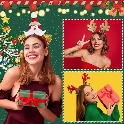 Christmas Reindeer Antler Headband Xmas Party Hair Hoop Elk Antlers Headwear Festive Holiday Gift For Kids Women