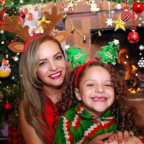 Christmas Reindeer Antler Headband Xmas Party Hair Hoop Elk Antlers Headwear Festive Holiday Gift For Kids Women