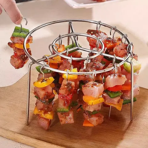 Stainless Steel Air Fryer Skewer Rack Vertical BBQ Grilling Rack Kitchen Baking Accessories for Oven