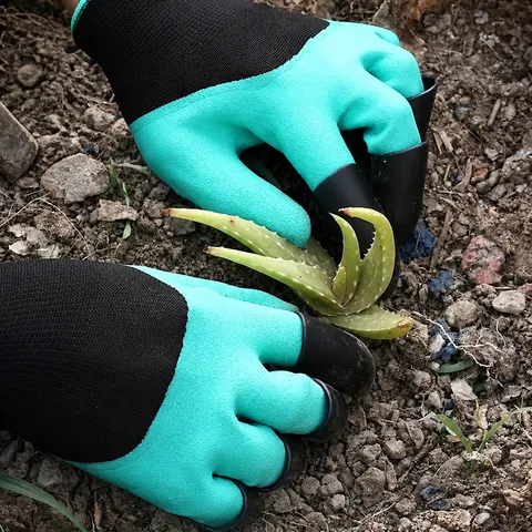 Waterproof Garden Gloves With Plastic Claws Anti-Puncture Wear-Resistant Digging Planting Gardening Gloves For Yard Work