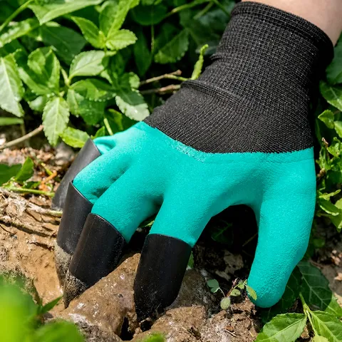 Waterproof Garden Gloves With Plastic Claws Anti-Puncture Wear-Resistant Digging Planting Gardening Gloves For Yard Work