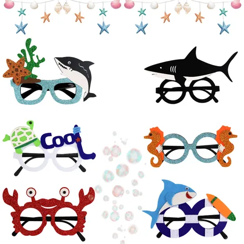 Ocean Theme Party Decorative Glasses Cute Cartoon Shark Crab Turtle Eyewear Kids Birthday Party Costume Props