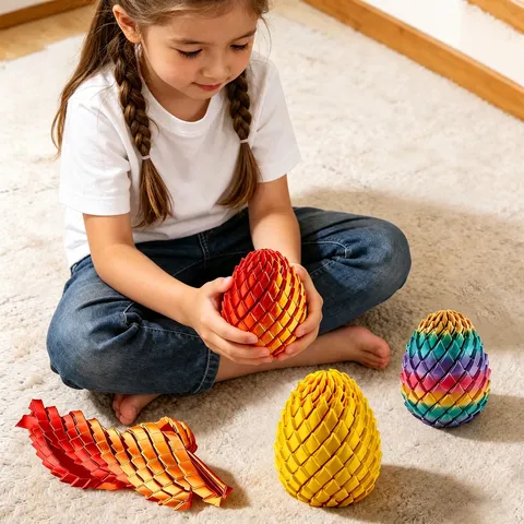 3D Printed Rotating Dragon Egg Fidget Toy Stress Relief Spiral Deformation Model Creative Sensory Desk Toy Gift