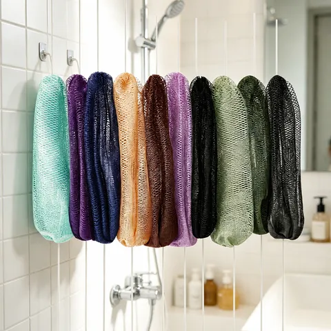 Filet Exfoliant Africain Sapo Éponge de Bain Nylon Longue Serviette de Bain Gommage Corps Sangle de Douche pour Soin Corporel Quotidien