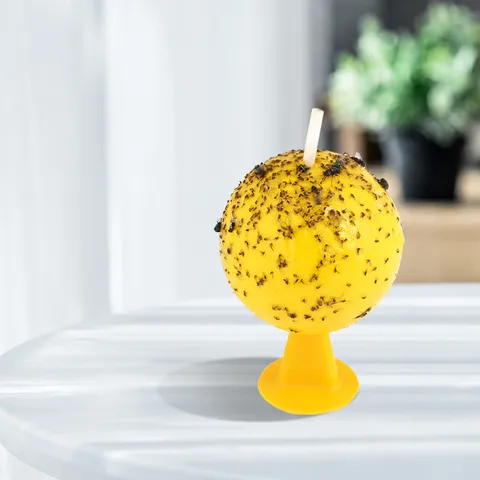 Yellow Fruit Fly Trap Ball Pest Control Sticky Trap With Base Double-Sided Tape And Attractant For Garden Home Plants