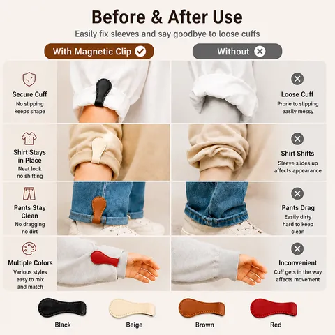 Magnetic Pant Cuff Clips Leather Sleeve Cinch Buttons No Sew Adjustable Fastener For Shirts Trousers Clothing Accessories