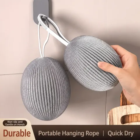 Stainless Steel Wire Dishcloth with Lanyard Kitchen Pot Cleaning Ball Household Multifunctional Scrubbing Tool