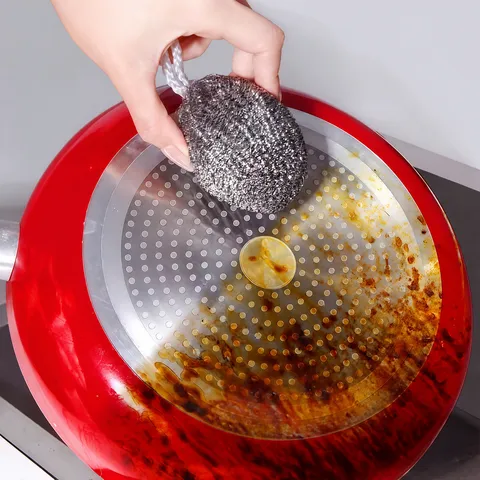Stainless Steel Wire Dishcloth with Lanyard Kitchen Pot Cleaning Ball Household Multifunctional Scrubbing Tool