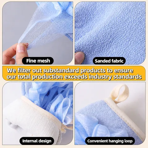 Double Sided Bath Sponge Exfoliating Bath Mitt Mesh Shower Puff Body Scrubber For Home Bathroom Women Men