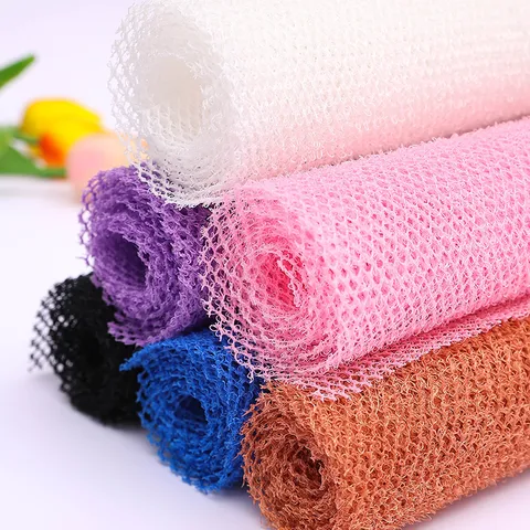 Éponge de Bain en Filet Exfoliant Africain Long Laveur de Corps Serviette de Douche en Filet de Nylon Nettoyage de la Peau pour Hommes Femmes