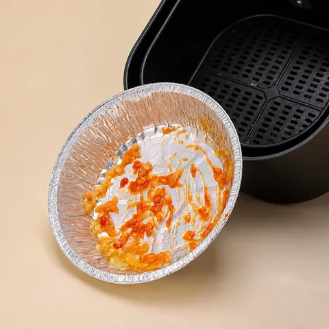 Disposable Aluminum Foil Air Fryer Pan Round Thickened Oil Proof Baking Tray Heat Resistant Oven BBQ Tray