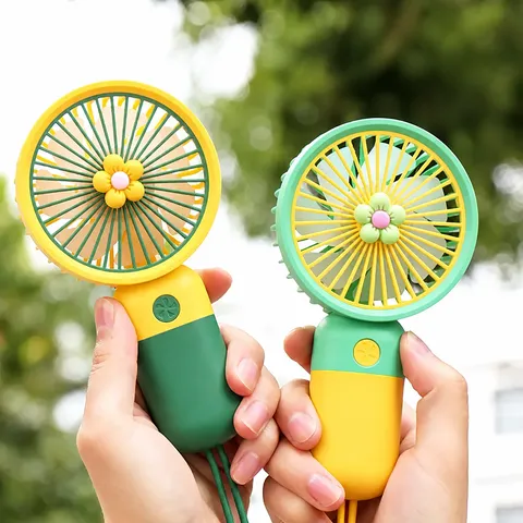 Portable Mini Handheld Fan Rechargeable USB Desktop Fan Cute Floral Fruit Design Cooling Mute Fan for Office