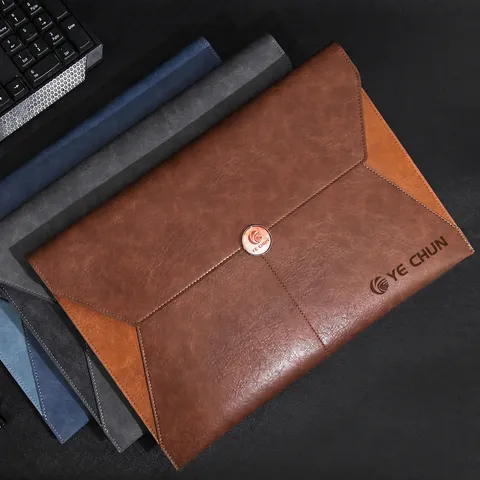 A4 Waterproof PU Leather Business File Bag Large Capacity Document Folder Contract Storage Briefcase Office Organizer