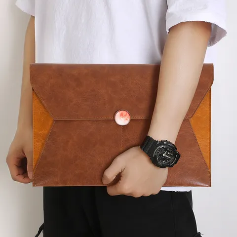 A4 Waterproof PU Leather Business File Bag Large Capacity Document Folder Contract Storage Briefcase Office Organizer