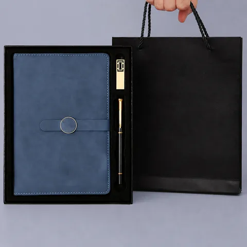 Executive PU Leather Notebook Gift Box with Metal Pen Set for Office Meeting Diary Business Journal Corporate Gift