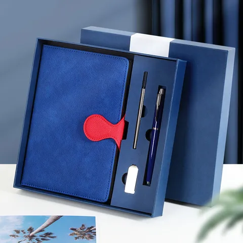 Minimalist PU Leather Notebook Journal Diary With Magnetic Buckle Hardcover Office School Daily Writing Notepad Gift Box Set