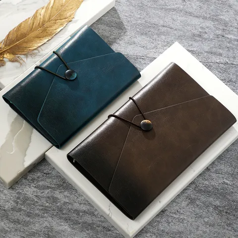 A7 Vintage PU Leather Loose Leaf Notebook Retro Travel Journal Diary Business Planner With Elastic Band And Metal Button