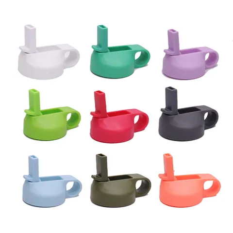 Plastic Wide Mouth Straw Lid Replacement Cover With Foldable Spout And Handle For Outdoor Sports Water Bottle
