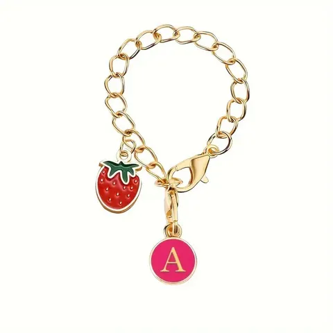 Stanley Cup Charm Chain Accessory Strawberry Letter Pendant Alloy Gold Plated Cute Bag Key Charm Jewelry Gift