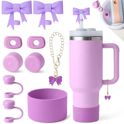 Couvercle de Paille en Silicone Nœud Chaîne Accessoires de Tasse Étanche à la Poussière Réutilisable Bouchon de Paille Botte de Fond pour Bouteille d'Eau