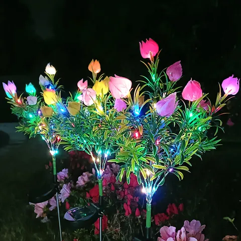 Solar Gardenia Blumenleuchten Outdoor Wasserdicht LED Garten Dekorative Rasenlicht Warm Mehrfarbige Beleuchtung Landschaft Weg Dekor