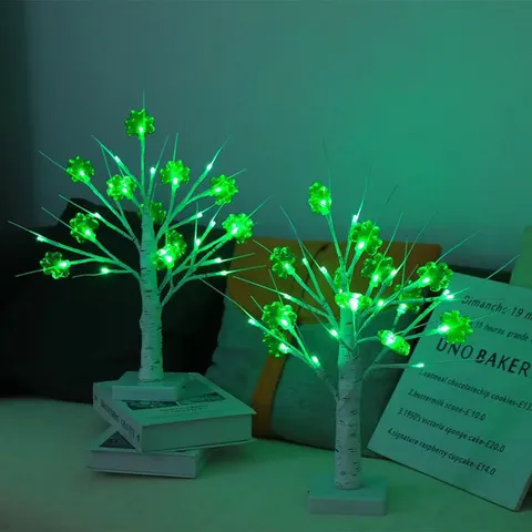 St Patricks Tag LED Dekoratives Baum Licht Grünes Kleeblatt Birke Baum Licht Batterie USB Betrieben Festival Party Heim Dekor