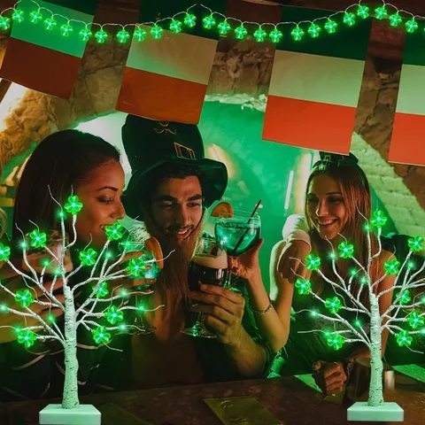 St Patricks Tag LED Dekoratives Baum Licht Grünes Kleeblatt Birke Baum Licht Batterie USB Betrieben Festival Party Heim Dekor