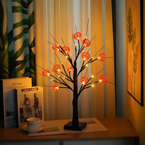 Halloween LED Baum Licht Kürbis Ahorn Tischdekoration USB Batteriebetriebene Künstliche Lampe Für Party Zuhause