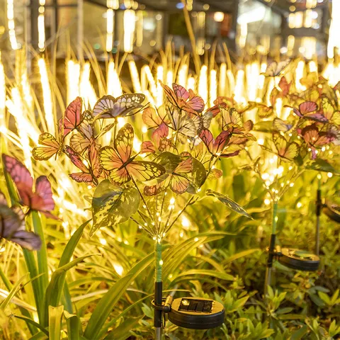Solarbetrieben Simulation Schmetterling Rasen Bodenstecker Draußen LED Dekorativ Garten Hof Wasserdicht Landschaftsbeleuchtung Warmweiß Bunt