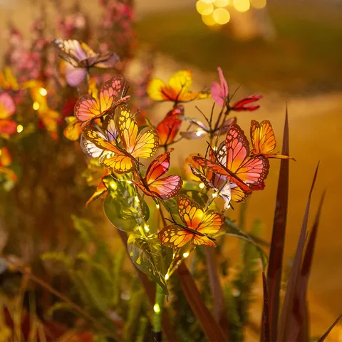 Solarbetrieben Simulation Schmetterling Rasen Bodenstecker Draußen LED Dekorativ Garten Hof Wasserdicht Landschaftsbeleuchtung Warmweiß Bunt