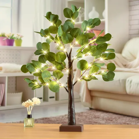 LED Kupferdraht Baum Licht Eukalyptus Olivenzweig Lampe Künstliche Pflanze Lichterkette Für Zuhause Zimmer Festival Party Dekor